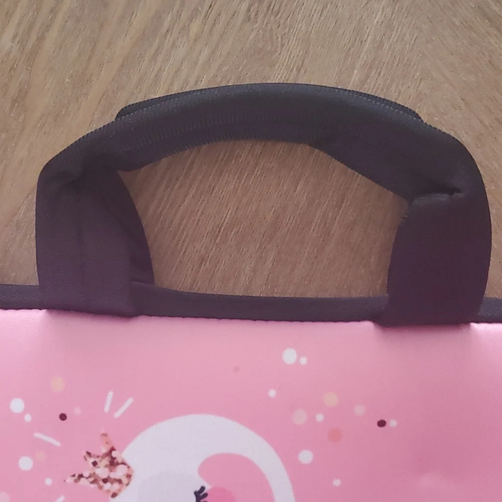 Laptop or Tablet Bag 13×9.5 Pink with black Lining.